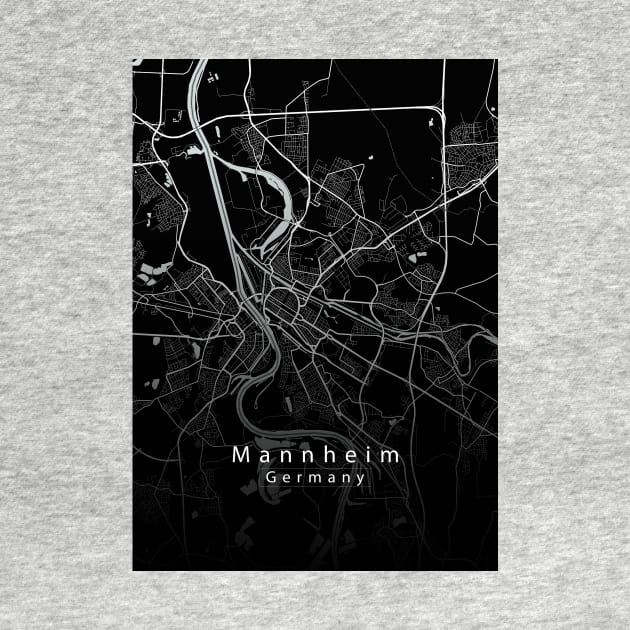 Mannheim Germany City Map dark by Robin-Niemczyk
